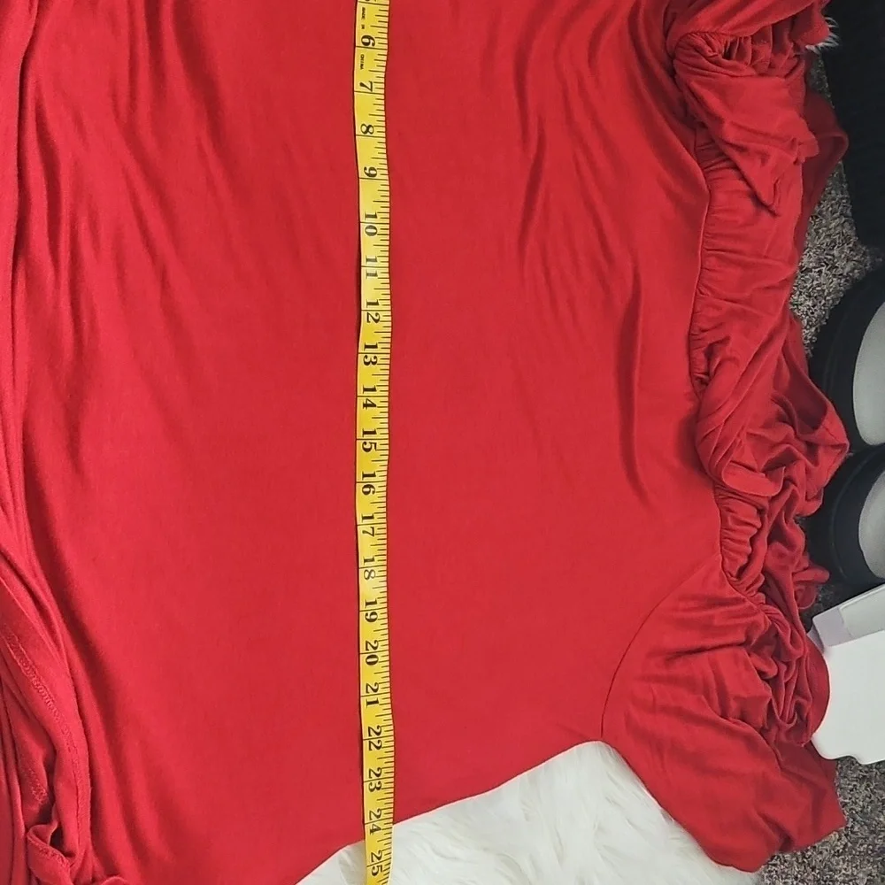 Watermelon Rust Color Cold Shoulder Dress with Ruffle - Picture 9 of 12
